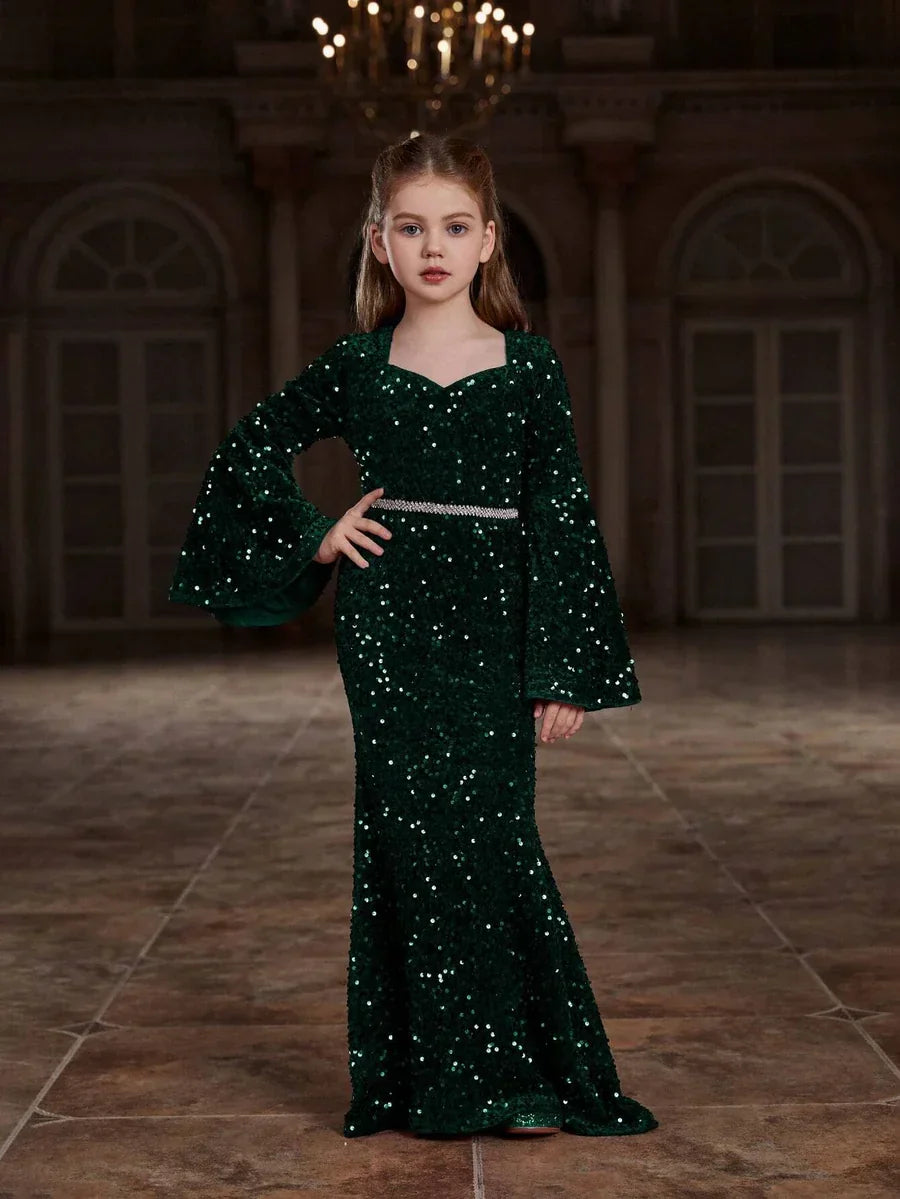 Shimmering Velvet girls mermaid dress
