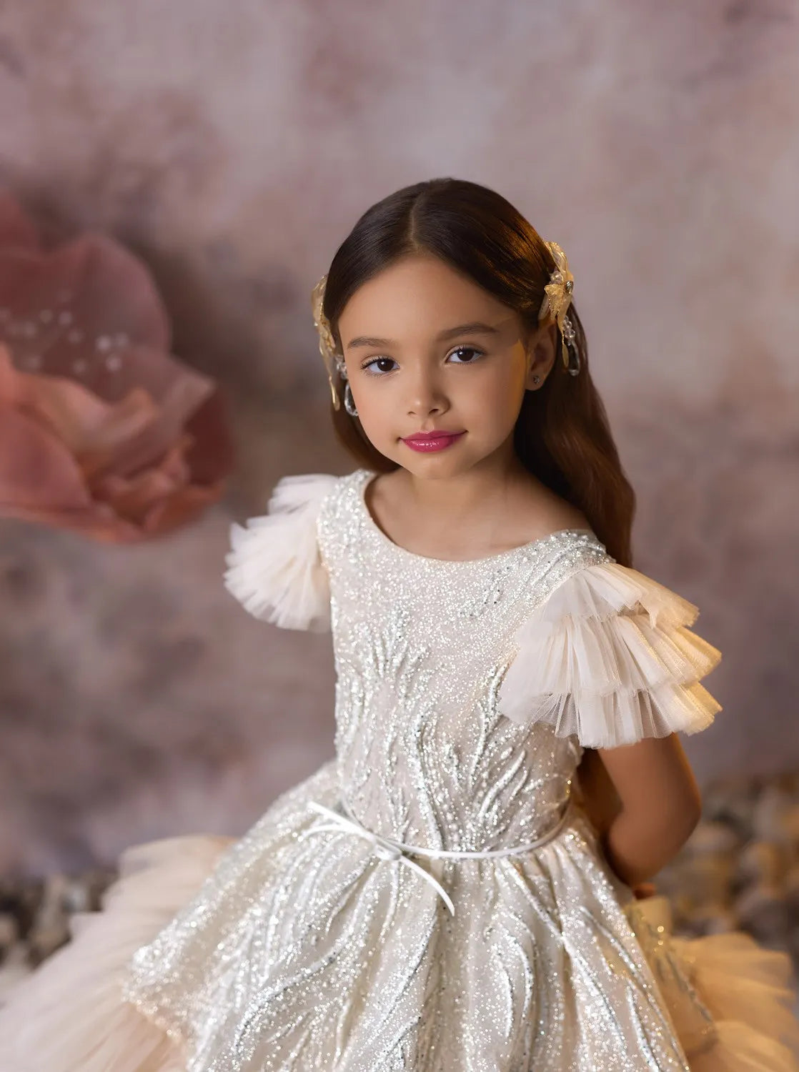 Ivory Tulle & Lace Couture Flower Dress